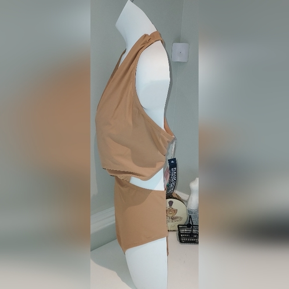Garnerstyle x FTF VNeck Tan One Piece Swimsuit NWT - Picture 2 of 6
